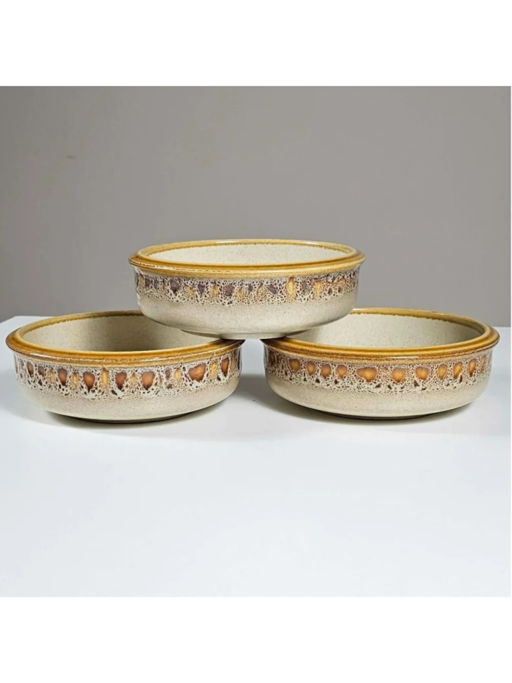 Vintage Mikasa Nature's Song C1050 Soup Cereal Bowls Set of 3 Japan Stoneware